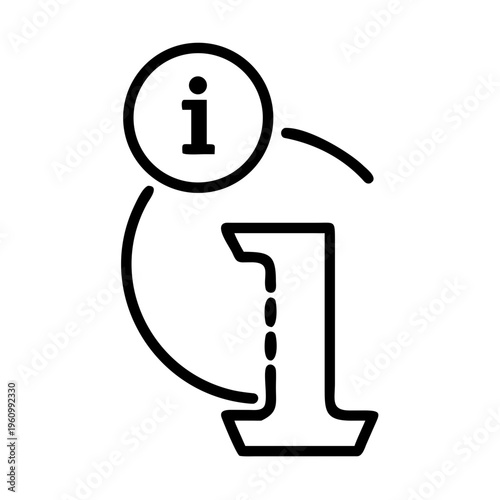 Stylized information symbol with abstract elements, sign for details or data retrieval