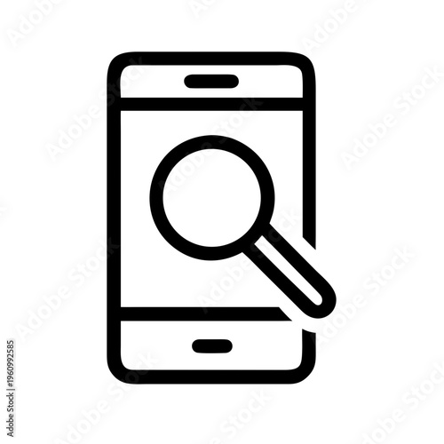Smartphone with magnifying glass icon represents mobile search and digital information discovery