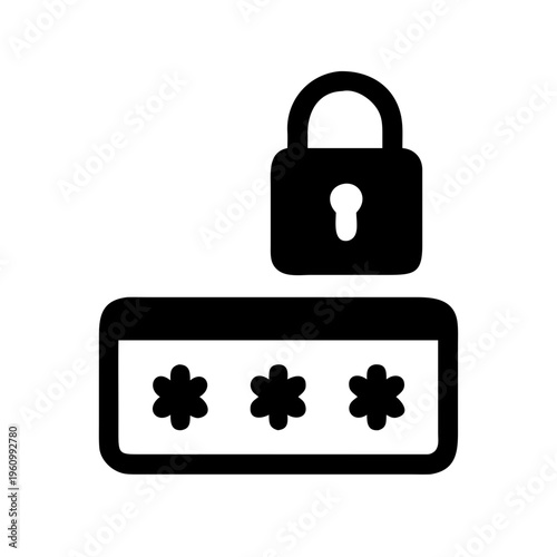 Password input field with asterisks and padlock icon for security and access