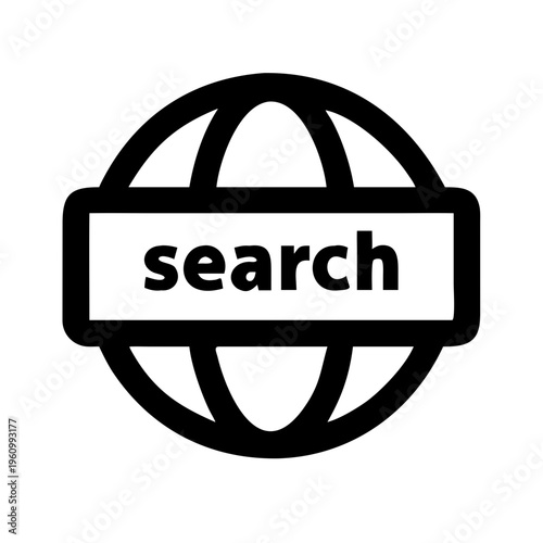 Globe with search bar icon signifying global search and internet access online