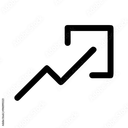 Black line graph with arrow indicating growth and upward movement business analytics and progress