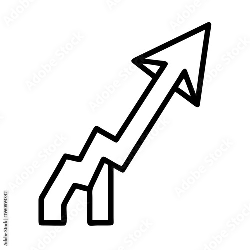 Simple outline of an upward trending graph with an arrow symbolizing success and increased growth