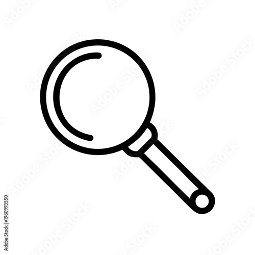 Magnifying glass icon with handle and circle for research and investigation graphic