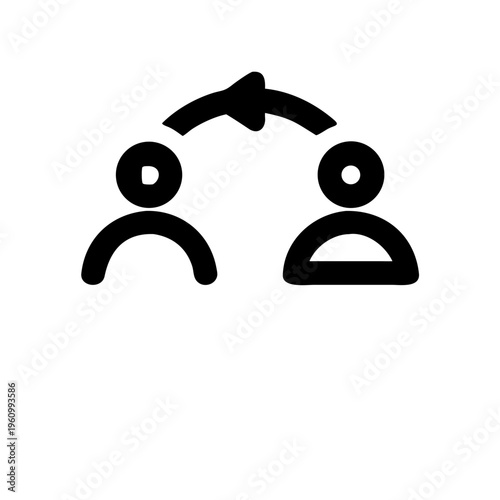 Two person icon with arrows showing communication and exchange between them