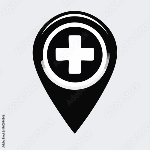 Medical location marker icon symbolizing a health care facility or emergency services point on a map