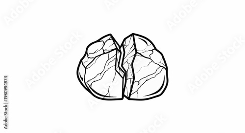 Cracked stone or boulder outline, abstract