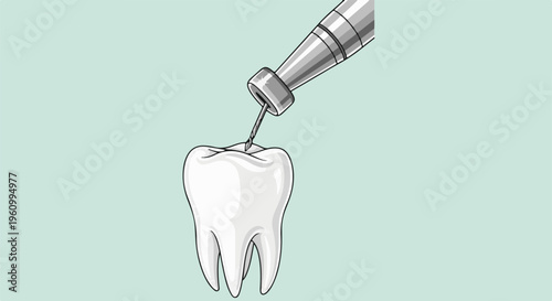 Dental drill working on a tooth for a procedure