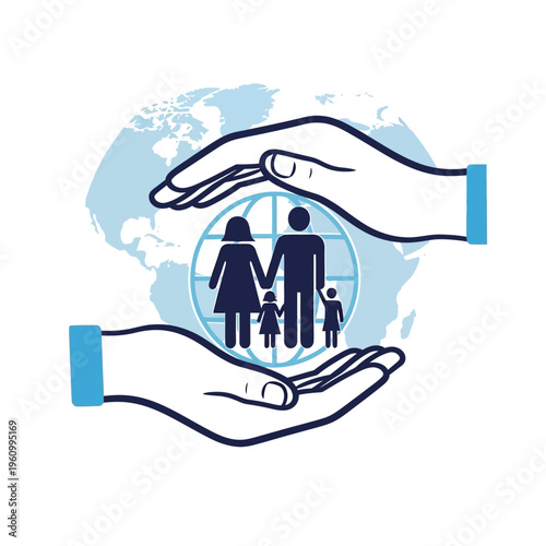 Hands protecting a family unit.