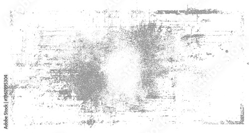 Grey distressed grunge texture with scattered speckles and smudges on white background