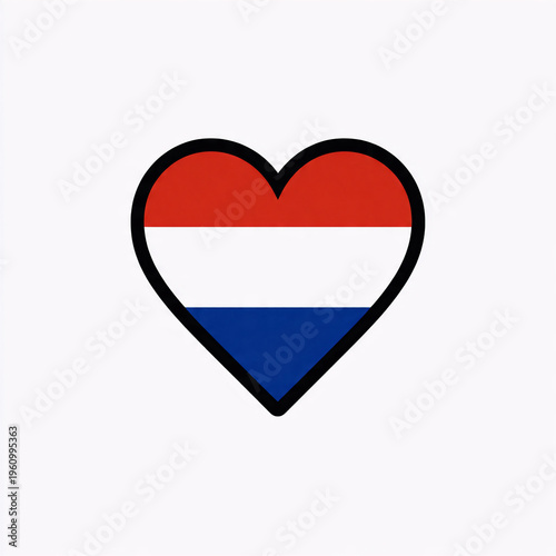 A heart shape filled with the red, white, and blue colors of the Dutch flag, set against a plain white background. Free Download A heart shape filled with the red, white, and blue colors of the Dutch flag, set against a plain white background. - GFXLoad