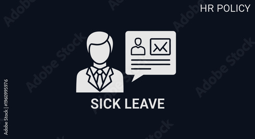 Sick leave hr policy illustration with person icon and messaging bubble