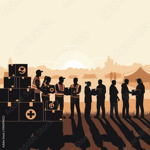 Workers loading boxes into truck.