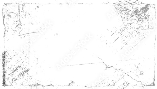 Faded distressed grunge texture with scattered grey speckles and abstract lines on white background