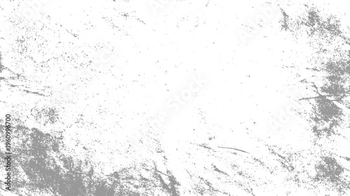 White background with scattered gray textured grunge speckles and splotches