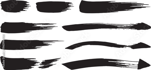 Abstract brush stroke variations showcasing dynamic ink flow and artistic expression