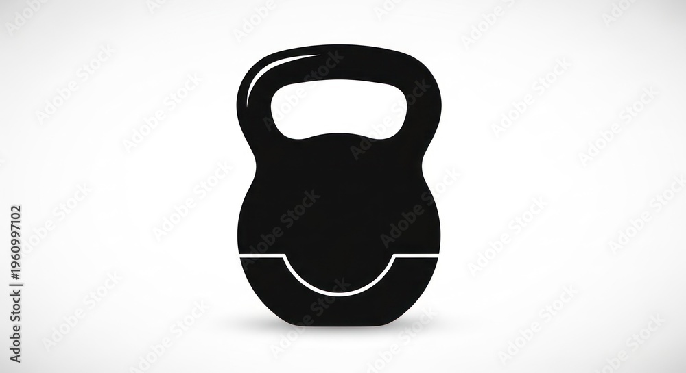 Fototapeta premium Black and white illustration of a kettlebell, fitness equipment for strength training and exercise.