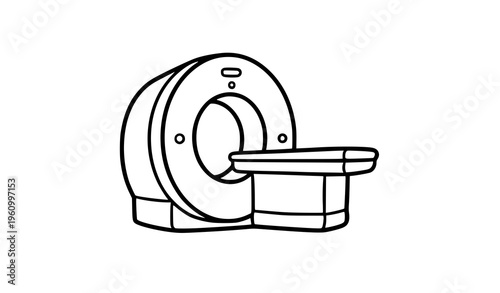 Cute Hand Drawn CT Scan Machine Icon Cartoon Style Medical Scanner Vector Illustration