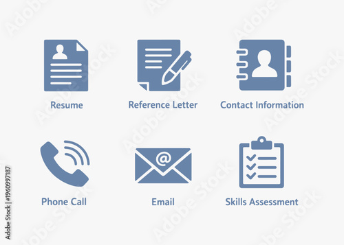 A set of Job Reference  icons focuses on simplicity, elegance, and ease of recognition. Vector Sign for Logos, Labels, and Icons.
