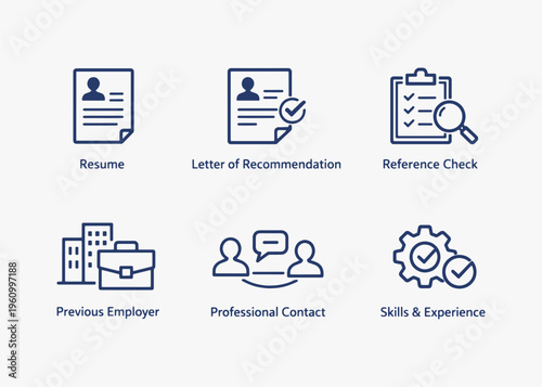 A set of Job Reference  icons focuses on simplicity, elegance, and ease of recognition. Vector Sign for Logos, Labels, and Icons.