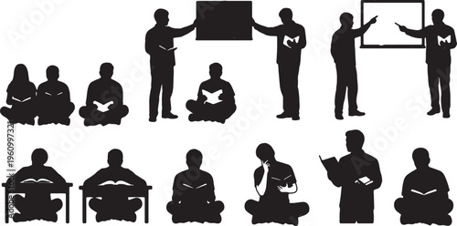 Diverse scenarios of people engaging in learning and teaching activities