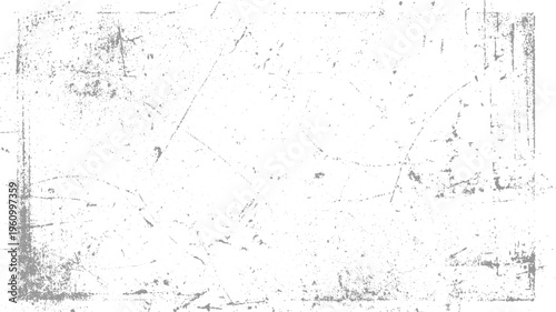 Grungy distressed texture with scattered grey speckles and linear scratches on white background grunge