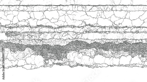 Cracked asphalt texture with horizontal layers and granular detail surface grunge