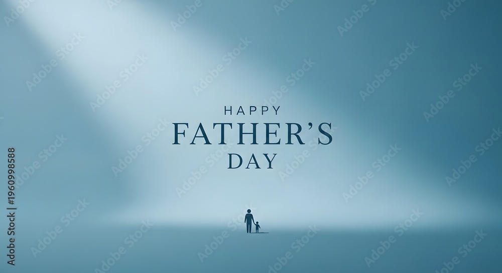Fototapeta premium Happy father's day celebration with a lone figure in a vast blue landscape