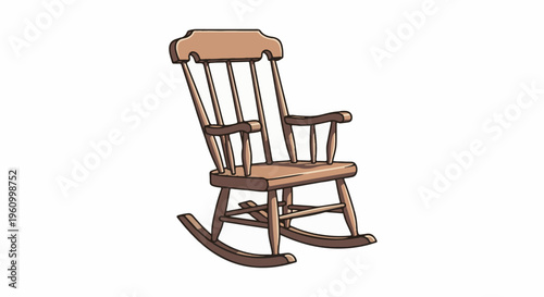 Classic wooden rocking chair with curved runners and slatted back