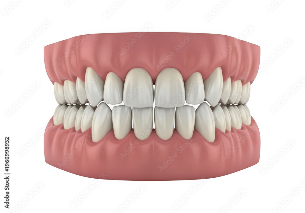 Obraz premium Detailed illustration of human teeth with dental braces isolated on transparent background