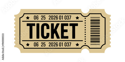 Beige movie ticket stub template
