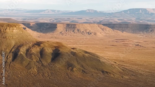 Aerial view of a dry desert mountain landscape
