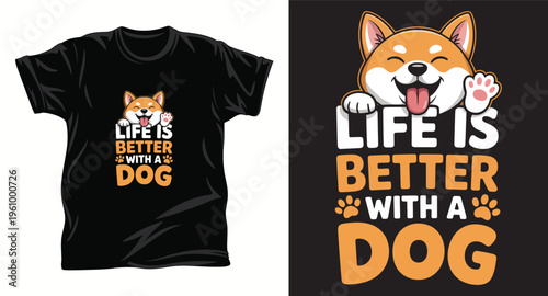 Dog graphic vector T shirt design print.