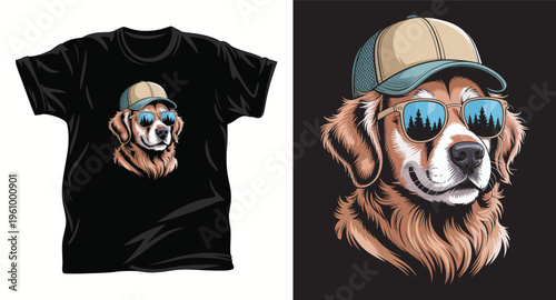 Dog graphic vector T shirt design print.