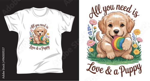 Dog graphic vector T shirt design print.