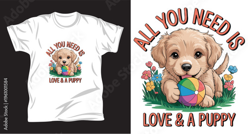 Dog graphic vector T shirt design print.