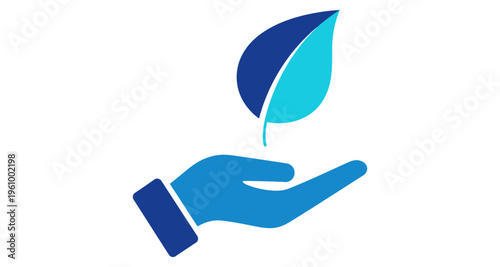 Hand Holding Leaf Icon Growing Symbol Caring for Nature Minimalist Vector Graphic