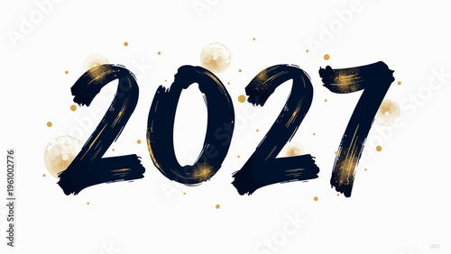 Festive typographic illustration featuring the bold number 2027 in black and gold for elegant new year celebration graphics and premium holiday design.