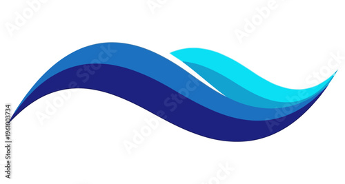 Abstract Blue Wave Swirls Flowing Smoothly Minimalist Graphic Design