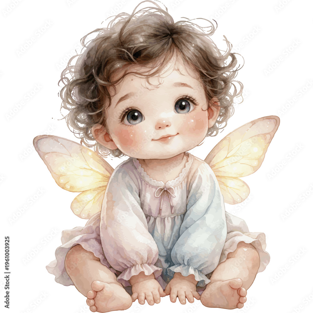 Fototapeta premium Watercolor Fairy Characters Collection Isolated on White Background
