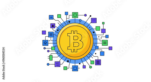 Digital Currency Network Abstract Cryptocurrency Symbol Financial Technology Innovation Blockchain Concept Modern Network Connection Data Flow