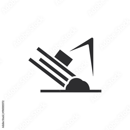 Simple black and white icon depicting a falling object or debris hitting the ground.