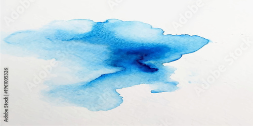 Abstract blue watercolor background featuring a soft white sky with clouds and a cold winter ice texture on paper