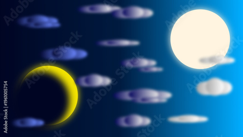Принти на полотні 月と太陽のバックグラウンド