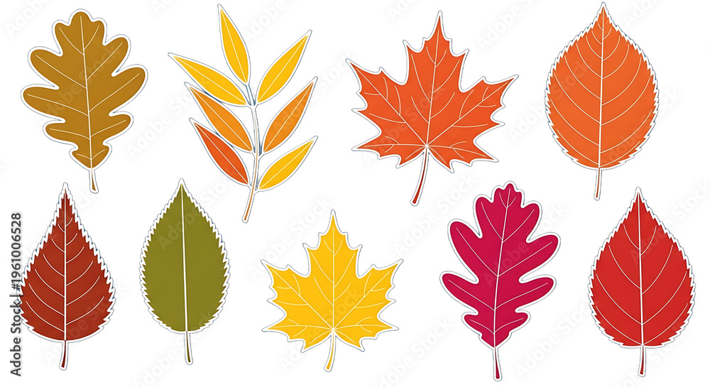Fototapeta premium Colorful autumn leaves isolated on a transparent background
