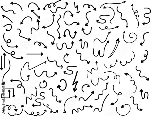 Collection of various black arrows on for design and direction concepts