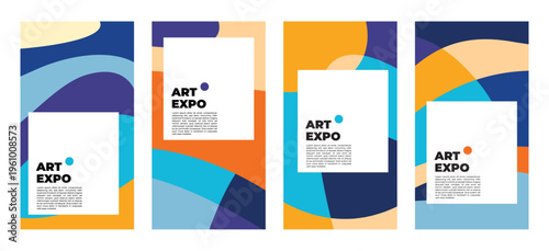 Abstract Art Expo Vertical Banners Set for Social Media Stories and Event Flyers
