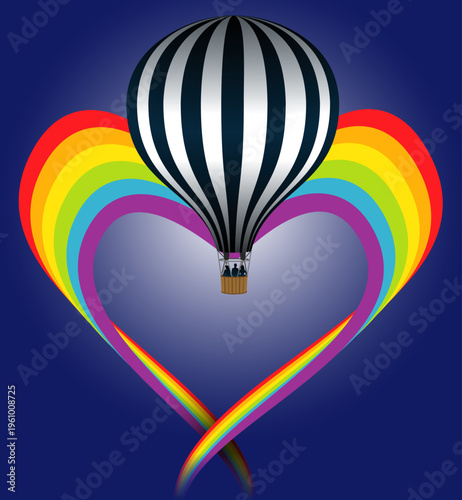 Montgolfière Cœur Ar en ciel 3