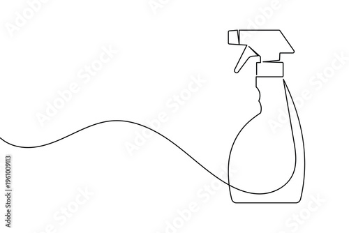Spray bottle continuous one line minimalist cleaning icon design