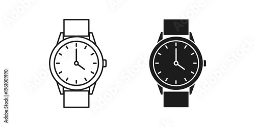 minimalist wristwatch set flat design vector illustration isolated on white