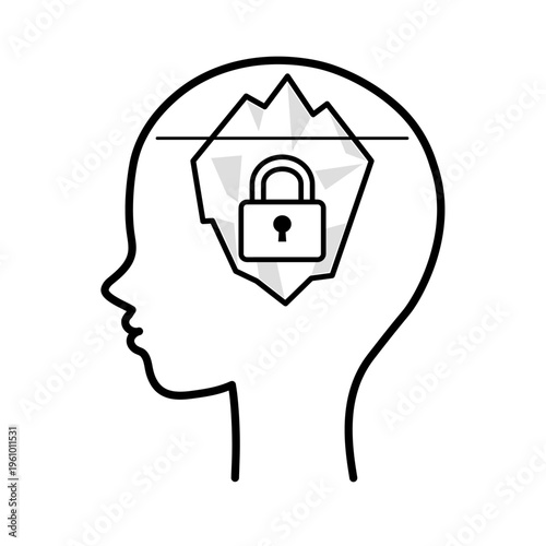 潜在意識のブロックを表す氷山の思考アイコン